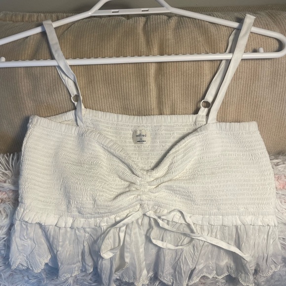 Cropped Lace Flowy White Aritiza Shirt - Picture 3 of 3